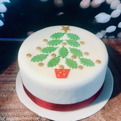 Green and Gold Christmas Tree Cake Topper Set