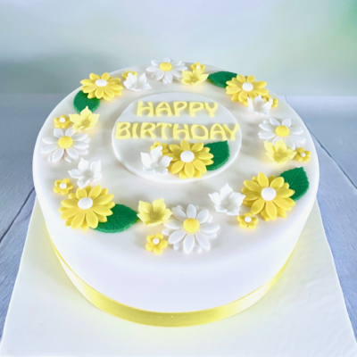Edible Sugar Paste Happy Birthday Flower Cake Topper