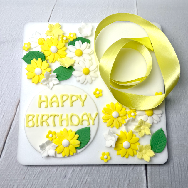 Edible Sugar Paste Happy Birthday Flower Cake Topper - Image 3