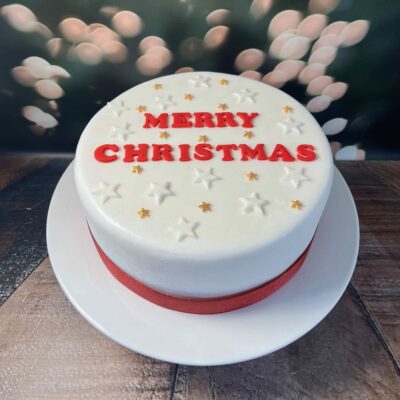 Red Merry Christmas and Stars Cake Topper Set