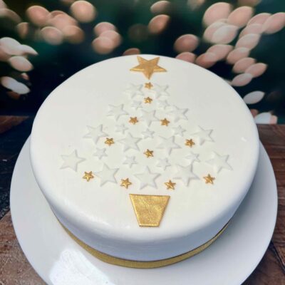 Gold and White EDIBLE Christmas Star Cake Topper Set